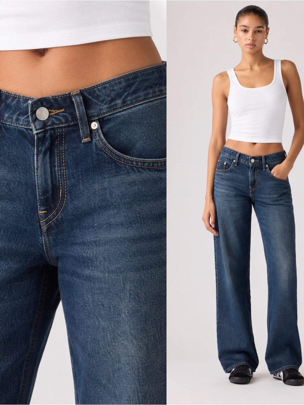 Levi's Low Loose Low Rise Jeans 27x32 "Lost in Transition" Dark Blue Wash NWT